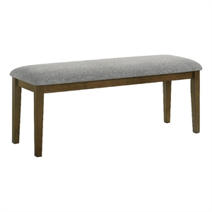 Lyoi Dining Bench-47 Inch Gray Rectangular Fabric Seat-Brown Wood