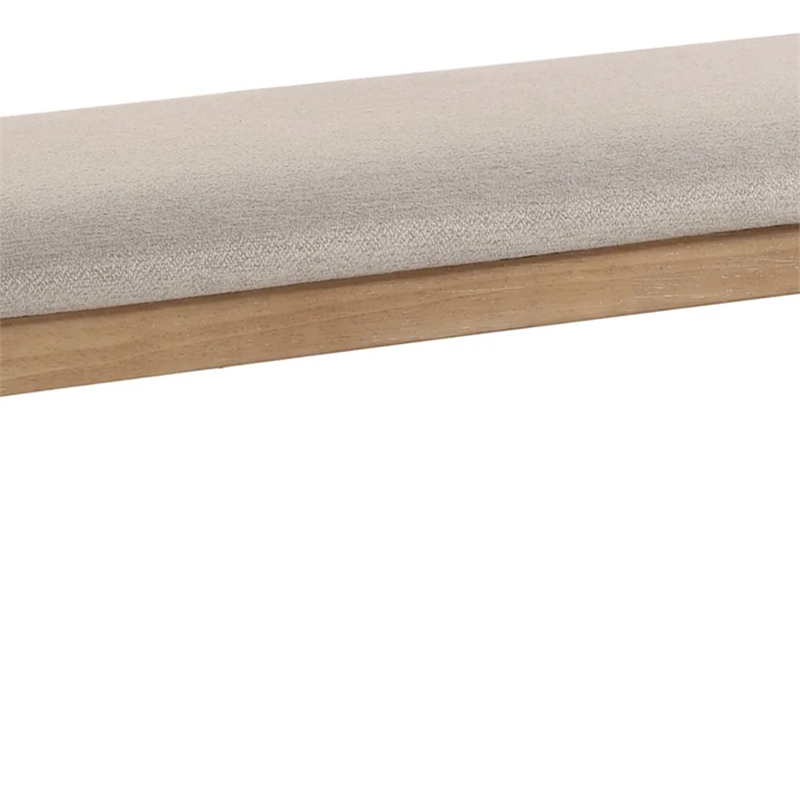 Aruk Dining Bench-47 Inch Khaki Rectangular Fabric Seat-Brown Wood