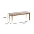 Aruk Dining Bench-47 Inch Khaki Rectangular Fabric Seat-Brown Wood