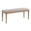 Aruk Dining Bench-47 Inch Khaki Rectangular Fabric Seat-Brown Wood