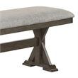 Omal Dining Bench-Brown Wood-53 Inch Rectangular Gray Fabric Seat