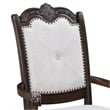 Cary Dining Armchair Set of 2-Beige Linen-Scrolled Coffee Brown Wood