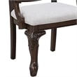 Cary Dining Armchair Set of 2-Beige Linen-Scrolled Coffee Brown Wood