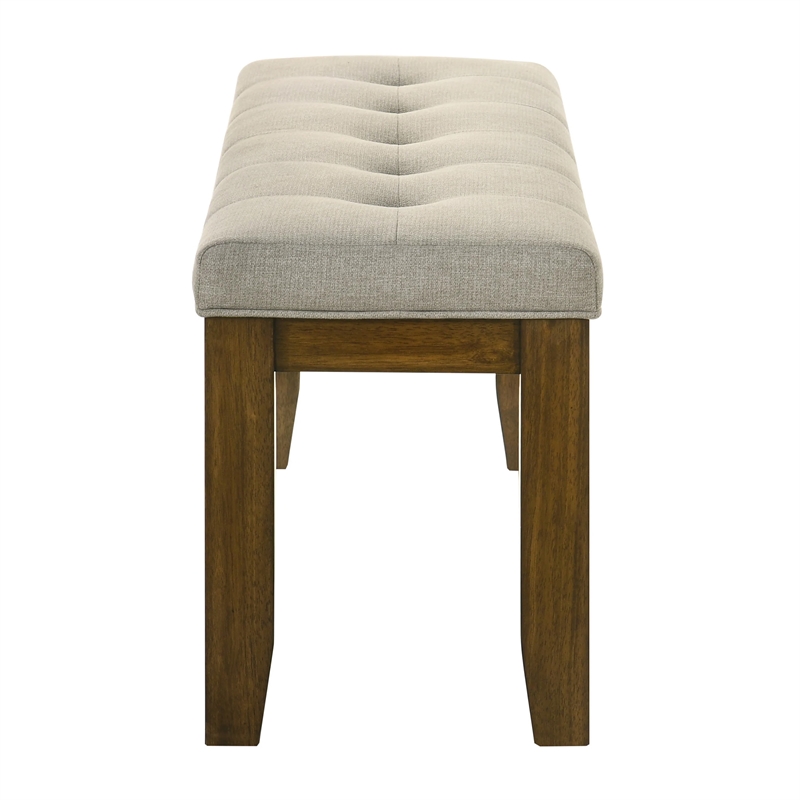 Liyo Dining Bench-Tufted Beige Upholstery Seat-Brown Wood-48 Inch