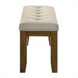 Liyo Dining Bench-Tufted Beige Upholstery Seat-Brown Wood-48 Inch