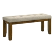 Liyo Dining Bench-Tufted Beige Upholstery Seat-Brown Wood-48 Inch