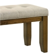 Liyo Dining Bench-Tufted Beige Upholstery Seat-Brown Wood-48 Inch