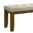 Liyo Dining Bench-Tufted Beige Upholstery Seat-Brown Wood-48 Inch