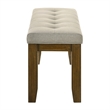 Liyo Dining Bench-Tufted Beige Upholstery Seat-Brown Wood-48 Inch