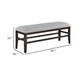Hiun Dining Bench-Dove Gray Padded Seat-Oak Brown Wood-50 Inch