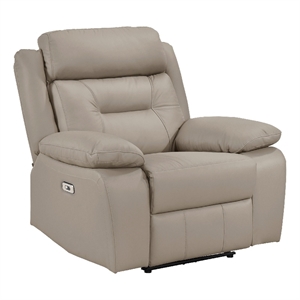 Conia Power Reclining Chair-Soft Latte Beige Leather-USB Charger
