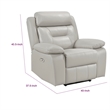 Conia Power Reclining Chair-Light Gray Silver Leather-USB Port
