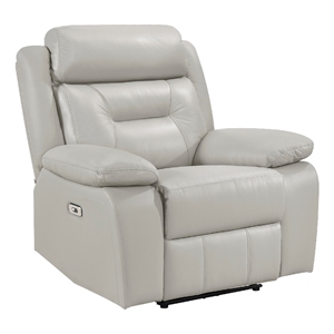 Conia Power Reclining Chair-Light Gray Silver Leather-USB Port