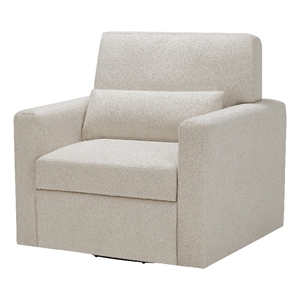 Ompa Swivel Armchair with Lumbar Pillow-Cream Beige Boucle