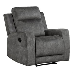 Tesy Manual Reclining Chair-Dark Gray Brown Microfiber-Foam Cushions