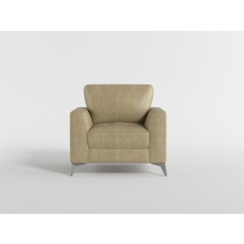 Casie Accent Armchair-Sand Brown Microfiber Foam-Chrome Legs