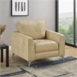 Casie Accent Armchair-Sand Brown Microfiber Foam-Chrome Legs