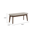 Lere Dining Bench-Beige Fabric-45 Inch Antique Style Brown Wood