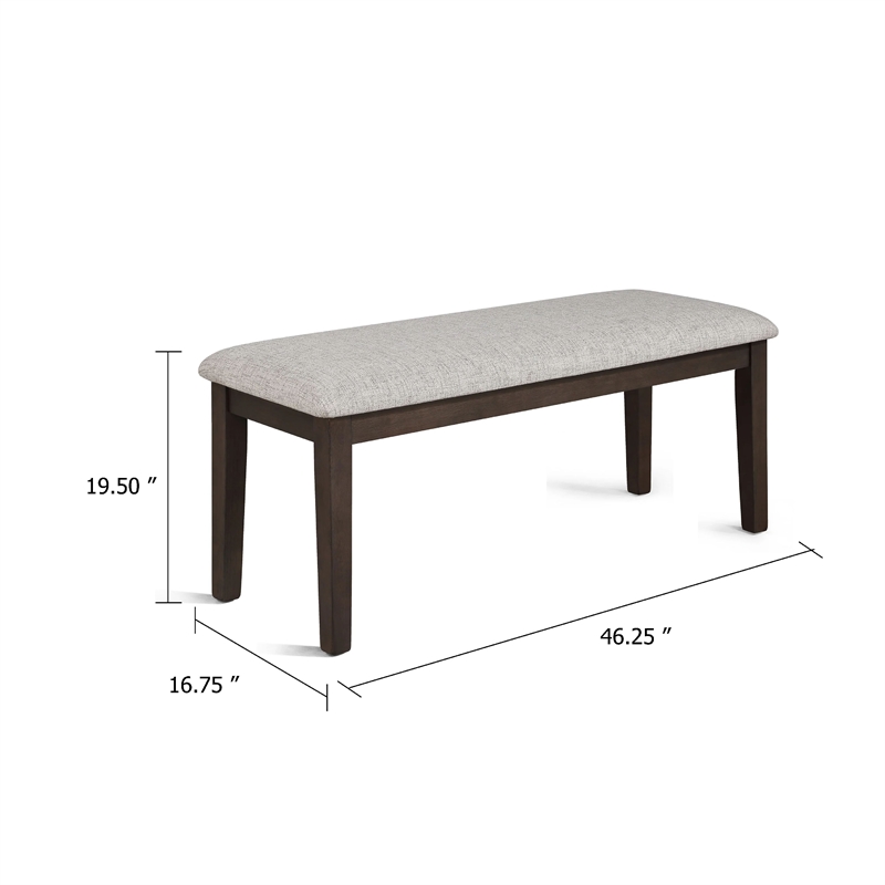 Wogy Dining Bench-Off White Fabric-Brown Wood Legs-46 Inch