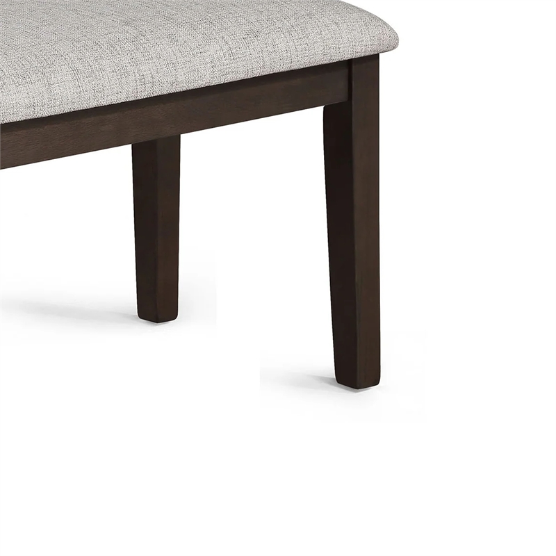 Wogy Dining Bench-Off White Fabric-Brown Wood Legs-46 Inch