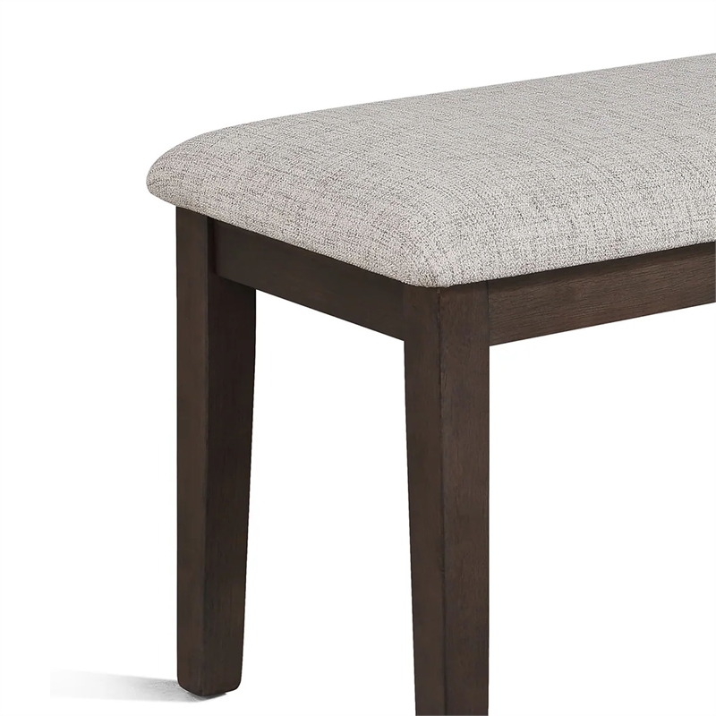 Wogy Dining Bench-Off White Fabric-Brown Wood Legs-46 Inch