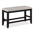 Filu Counter Height Dining Bench-Black Wood-Light Gray Linen-40 Inch