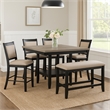 Filu Counter Height Chair Set of 2-Black Wood Frame-Gray Linen Seat