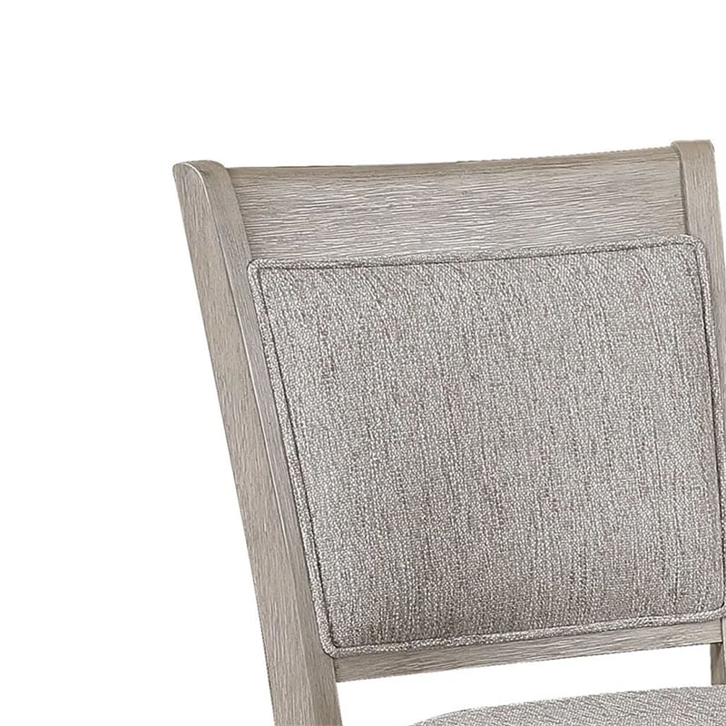Filu Counter Height Chair Set of 2-White Oak Wood-Light Gray Fabric