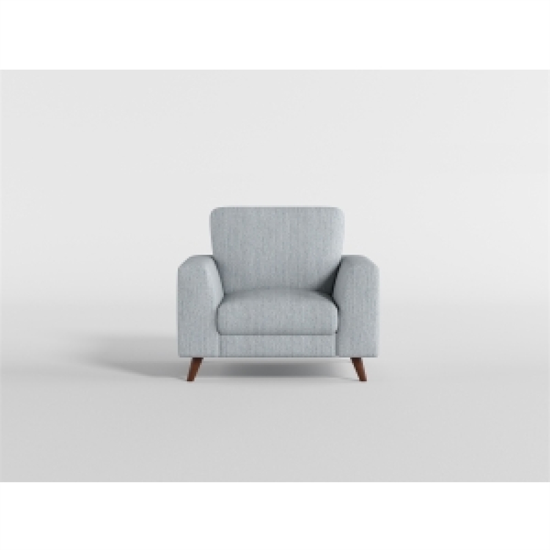 Ricca Armchair-Blue Gray Chenille-Foam-Angled Brown Wood Legs