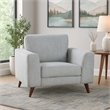 Ricca Armchair-Blue Gray Chenille-Foam-Angled Brown Wood Legs