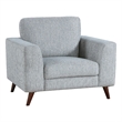 Ricca Armchair-Blue Gray Chenille-Foam-Angled Brown Wood Legs