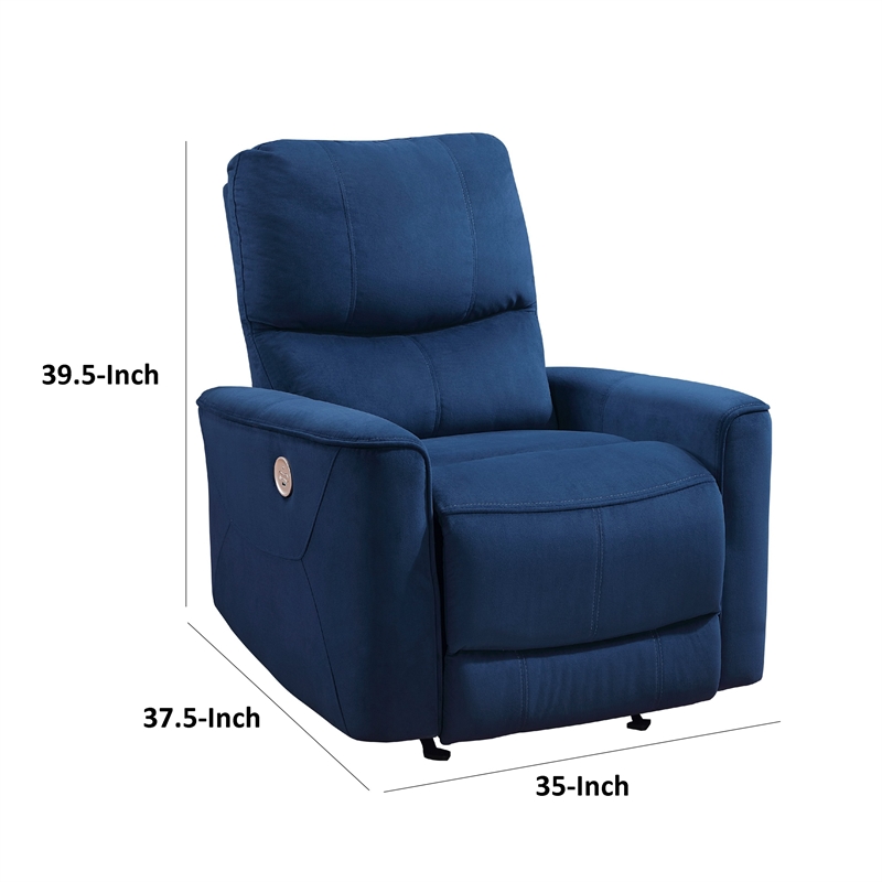 Erten Power Rocker Reclining Chair-Navy Blue Velvet-Solid Wood