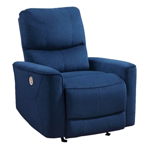 Erten Power Rocker Reclining Chair-Navy Blue Velvet-Solid Wood