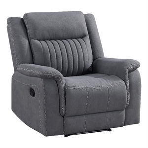 Lenny Manual Reclining Chair-Gray Microfiber-Foam Cushioning