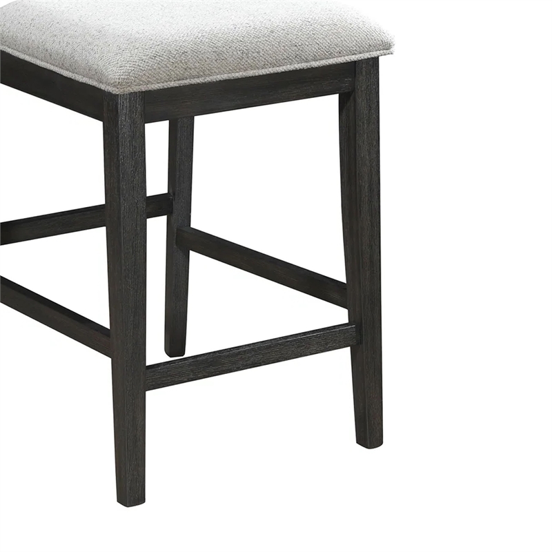 Kliu Counter Height Chair Set of 2-Light Gray Fabric-Black Wood Frame