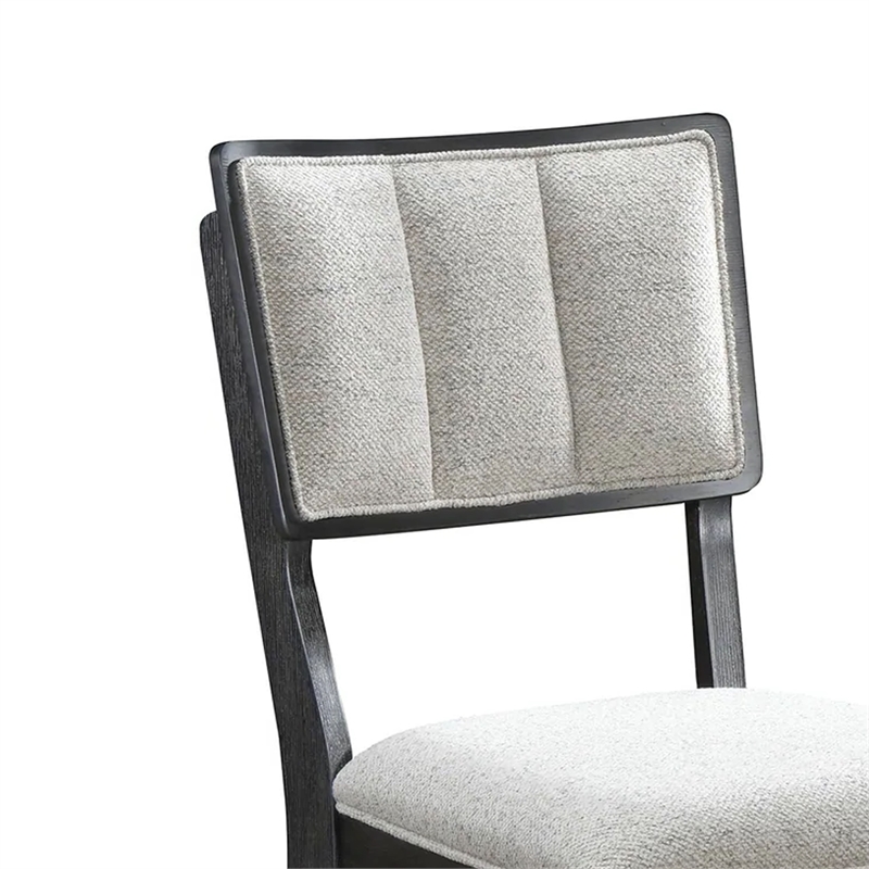 Kliu Counter Height Chair Set of 2-Light Gray Fabric-Black Wood Frame
