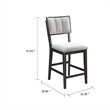 Kliu Counter Height Chair Set of 2-Light Gray Fabric-Black Wood Frame
