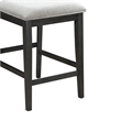 Kliu Counter Height Chair Set of 2-Light Gray Fabric-Black Wood Frame