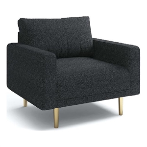 Remy Accent Sofa Chair-Black Boucle Seat with Metallic Undertone-Gold Legs