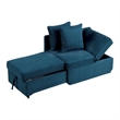 Bernie Modular Convertible Chair Futon-Teal Blue Fabric-Seat w Storage-2 Pillows