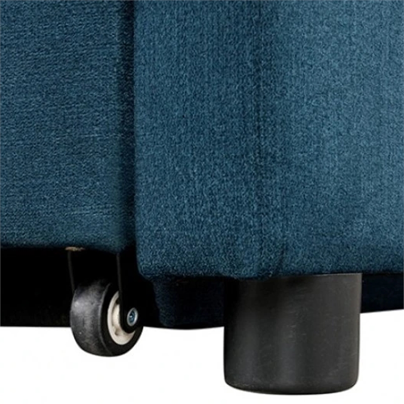 Bernie Modular Convertible Chair Futon-Teal Blue Fabric-Seat w Storage-2 Pillows