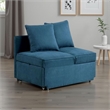 Bernie Modular Convertible Chair Futon-Teal Blue Fabric-Seat w Storage-2 Pillows