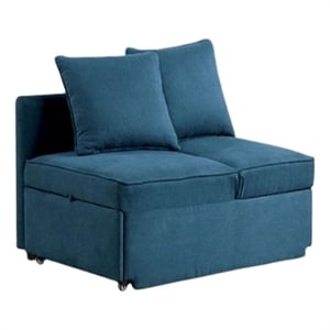 Bernie Modular Convertible Chair Futon-Teal Blue Fabric-Seat w Storage-2 Pillows