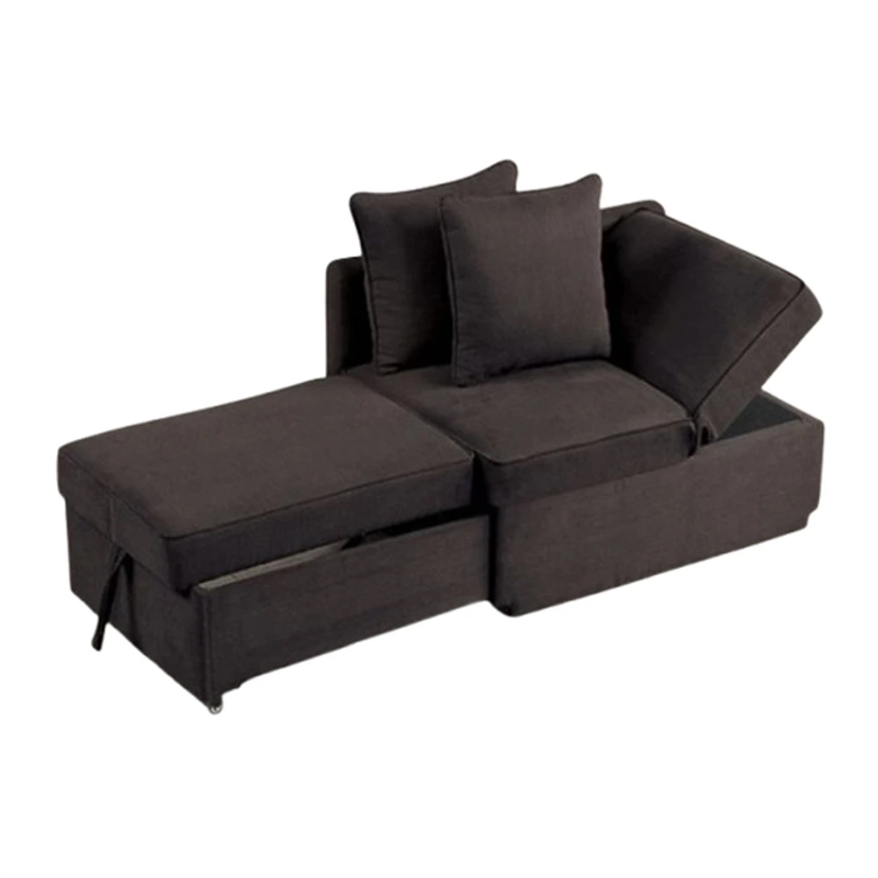 Bernie Modular Convertible Chair Futon-Gray-Multiple Configurations-2 Pillows