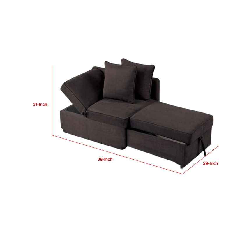 Bernie Modular Convertible Chair Futon-Gray-Multiple Configurations-2 Pillows