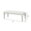Miamy Bench-Cream White Wood Frame-Textured Fabric-55 Inch