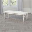 Miamy Bench-Cream White Wood Frame-Textured Fabric-55 Inch