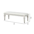 Miamy Bench-Cream White Wood Frame-Textured Fabric-55 Inch