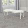 Miamy Bench-Cream White Wood Frame-Textured Fabric-55 Inch