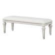 Miamy Bench-Cream White Wood Frame-Textured Fabric-55 Inch